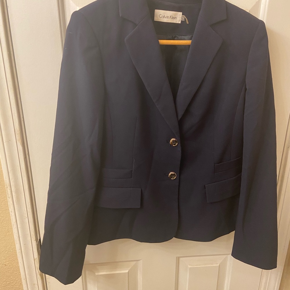 Calvin Klein Navy Blue Blazer Tailored Suit Jacket Size 10